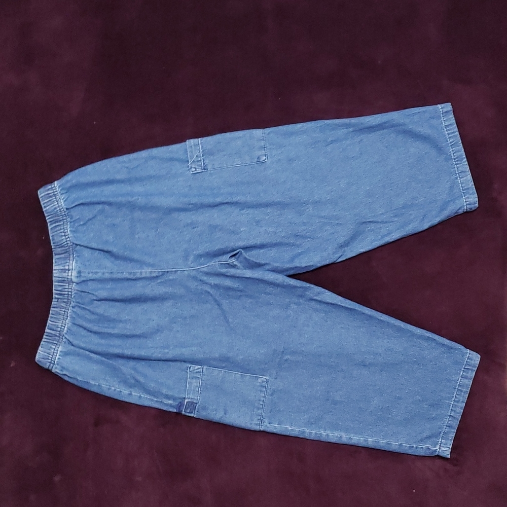 Vintage Basic Editions Capri Elastic Waist Crop Cargo Jean Drawstring Pants - Picture 2 of 7